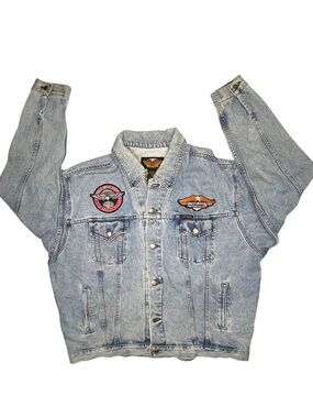 Harley Davidson Denim Jacket XL Vintage 2003 HOG Rally Patch Biker